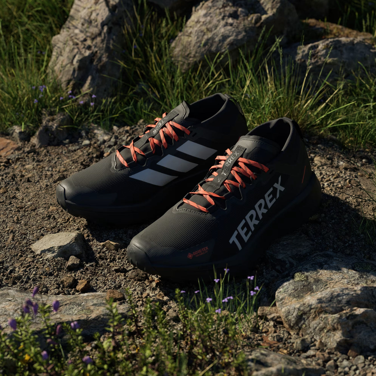 Adidas Terrex Agravic GTX Trail Running Shoe Core Black / Grey / Semi Impact Orange