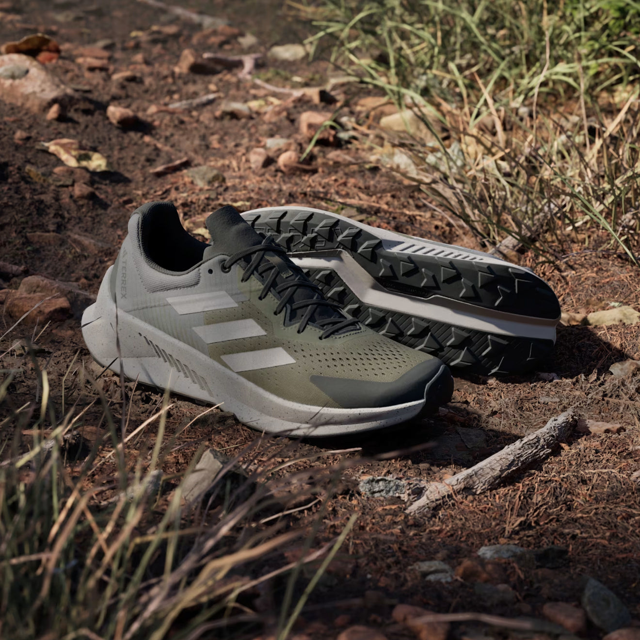 Adidas Terrex Men's Soulstride Flow Trail Running Shoe Olive Strata / Wonder Beige / Charcoal